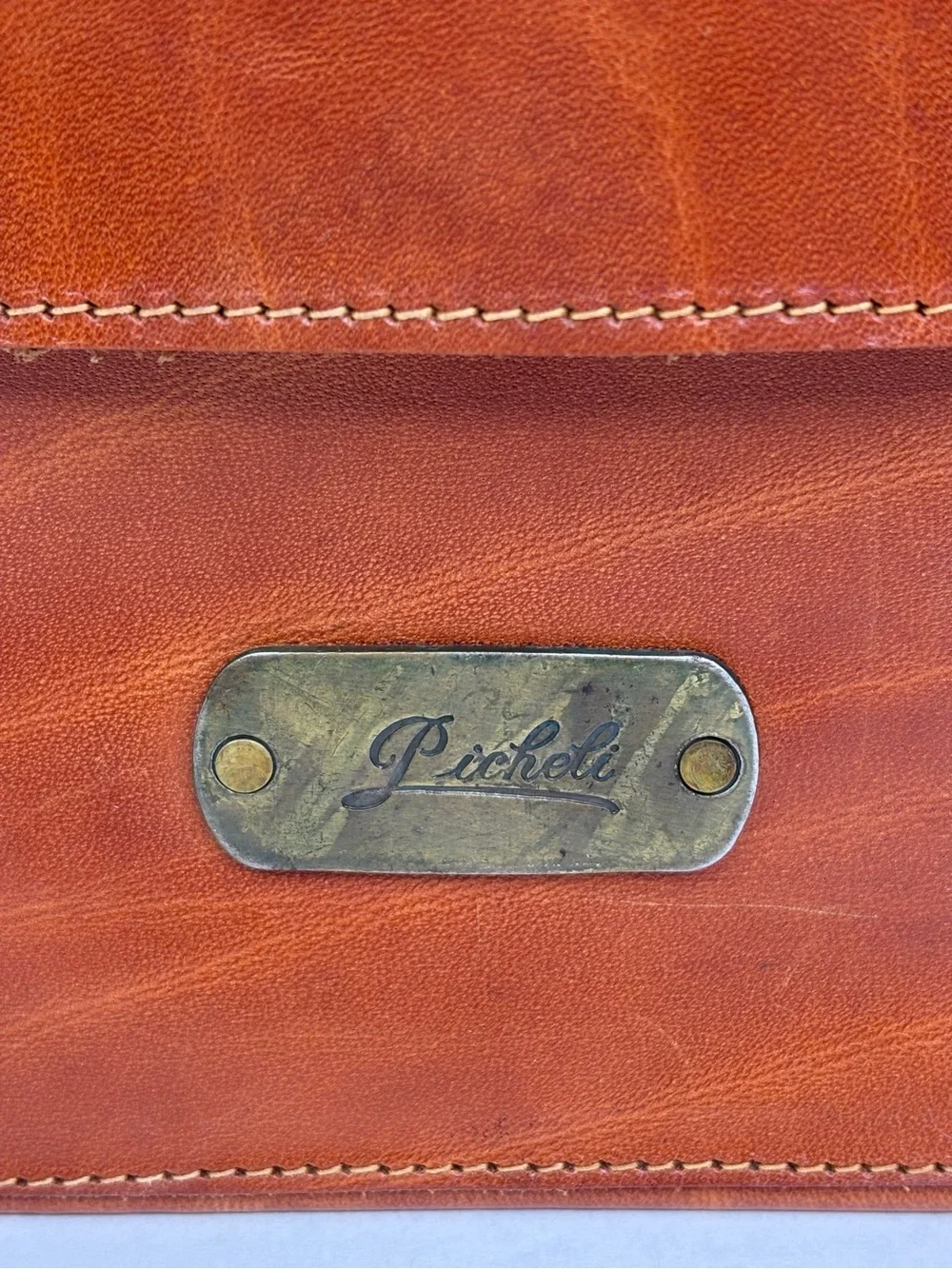 Vintage 50’s Rustic Brown Leather & Brass‎ Hdwe Messenger Satchel Bicycle Bag